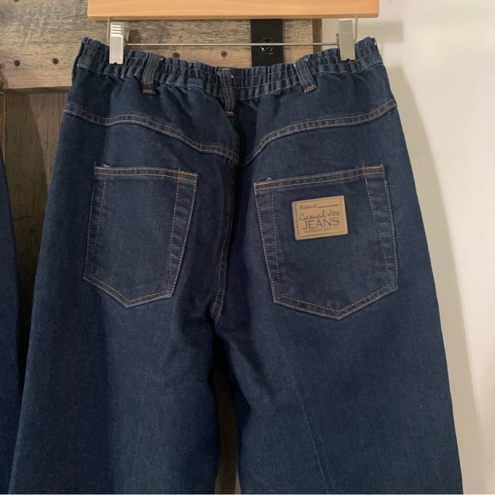 2 Pair HABAND CASUAL JOE JEANS Dark Blue Denim Elasticized Waist Like New 34 M - Picture 11 of 14